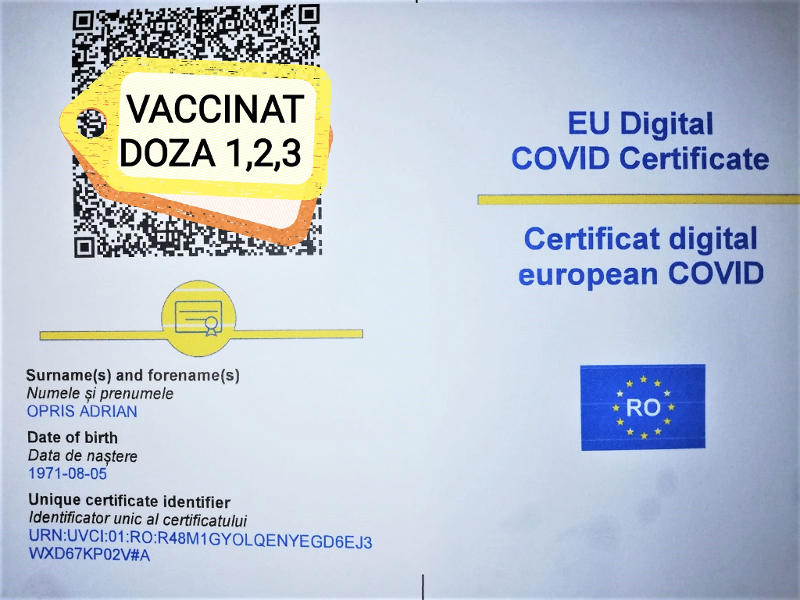Certificat digital EU COVID - OPRIS ADRIAN